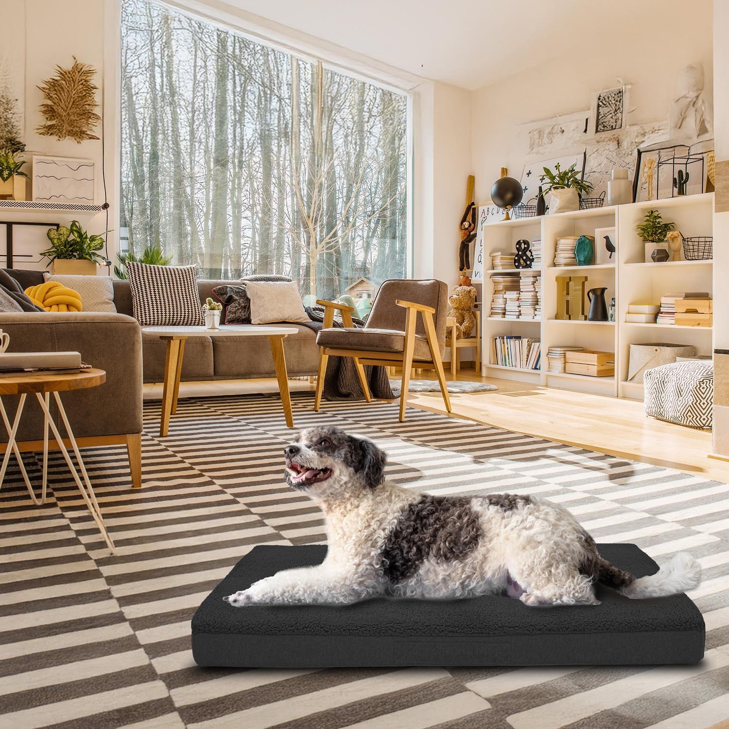 120 x 75 x 10 cm Petzzz orthopedic dog cushion size XL color black