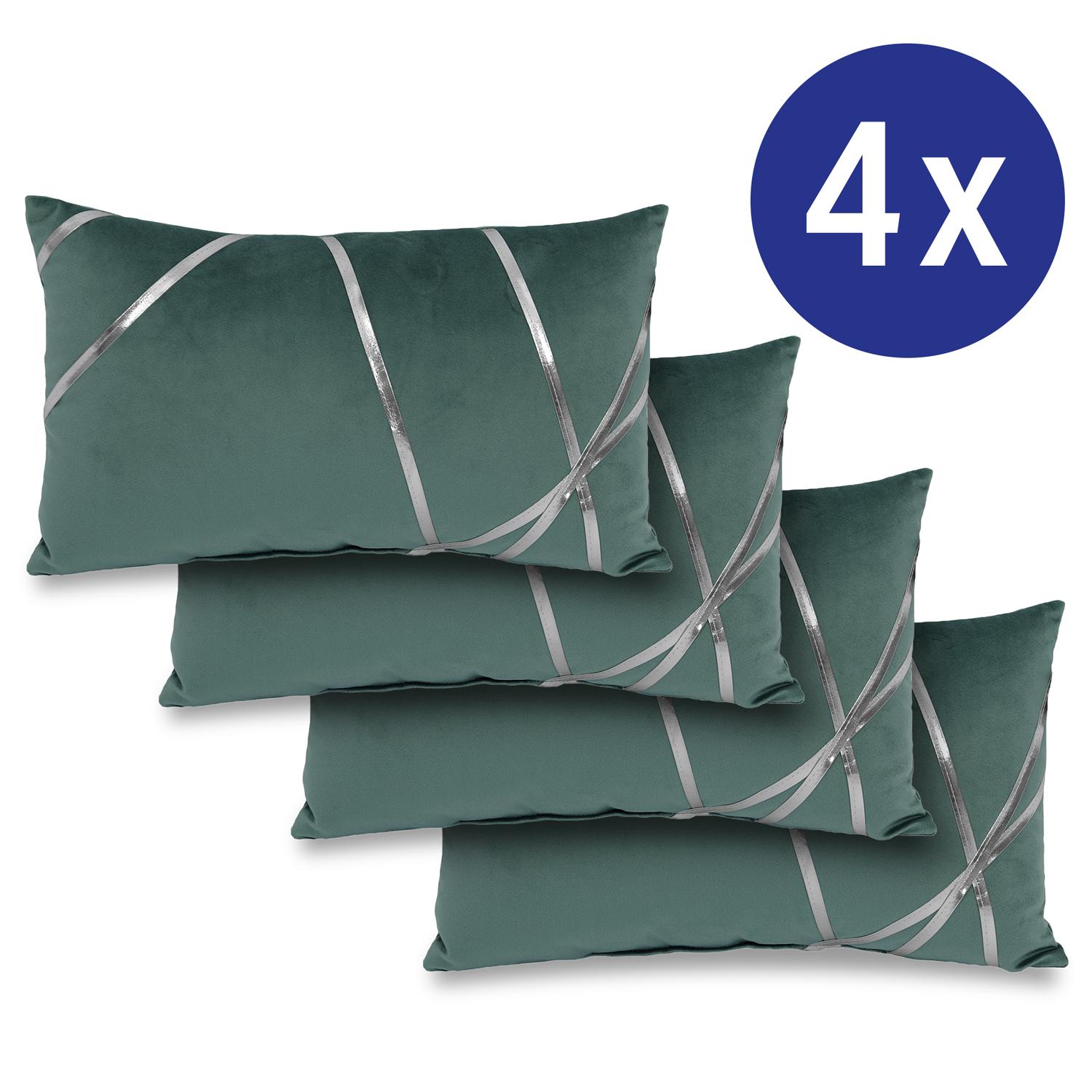 Set of 4 decorative cushions emerald green 30 x 50 cm