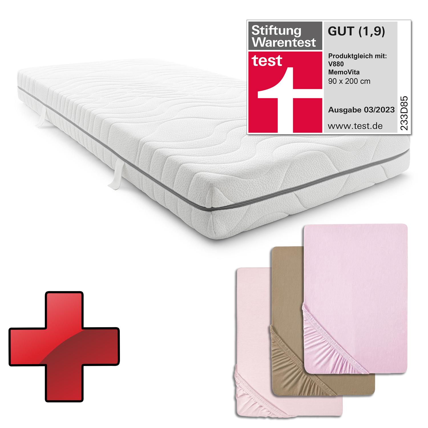 Sleezzz® Smart matras 90x200 cm + voordeelverpakking 3 kleuren Castell hoeslaken 90 x 190 - 100 x 200 cm