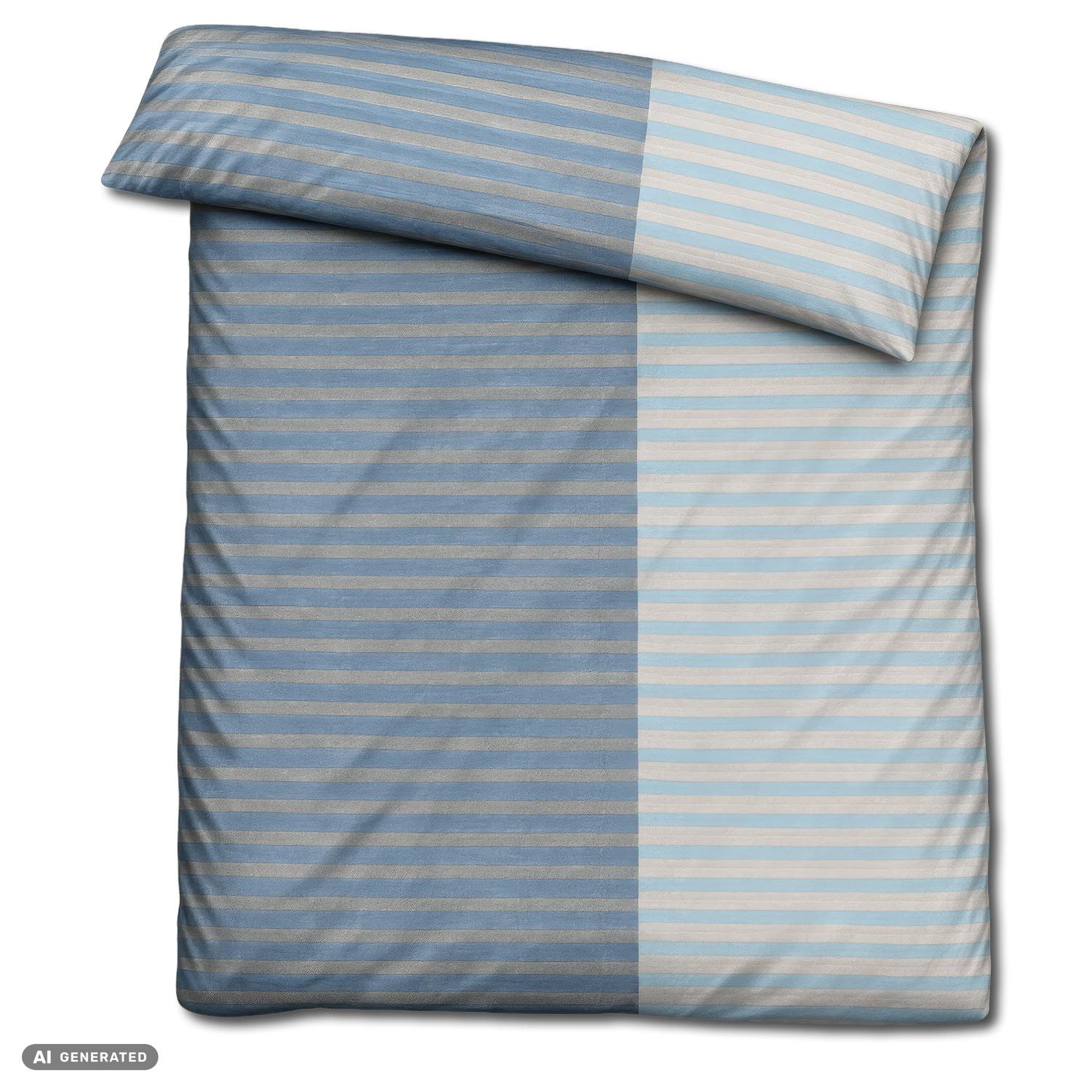 CloudComfort Renforcé Bettwäsche grau/blau gestreift 135 x 200 + 80 x 80 cm