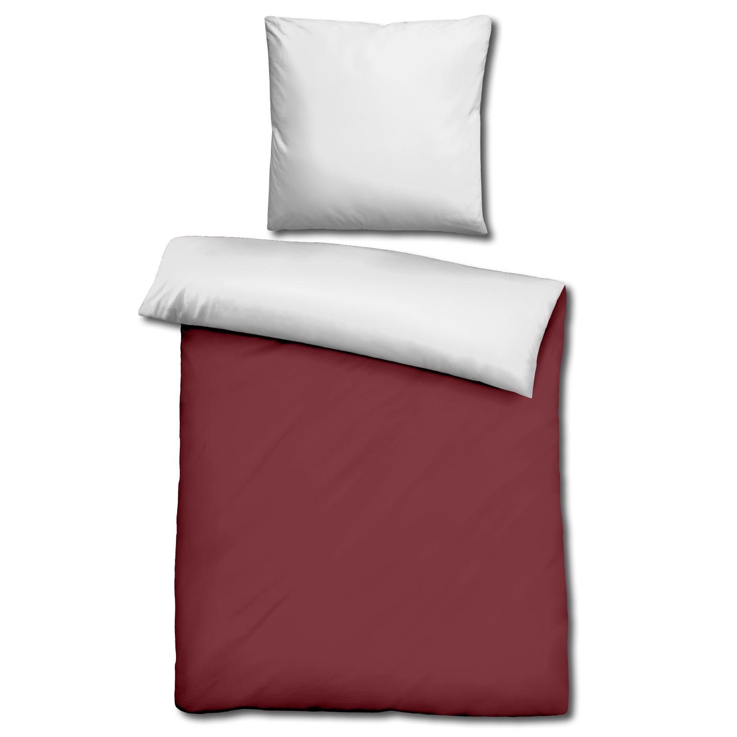 Sleezzz® Renforcé reversible bed linen dark red/white 135 x 200 + 80 x 80 cm