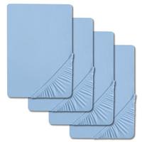 Set di 4 lenzuola Castell in jersey blu ghiaccio 90 x 190 - 100 x 200 cm (4 pezzi)