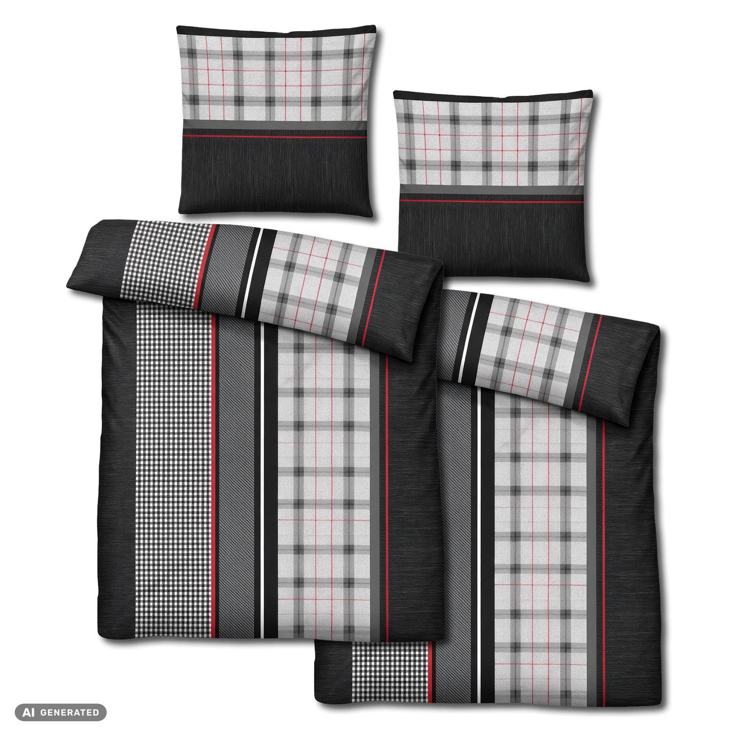 Set van twee stuks poly-katoenen flanellen beddengoed 140 x 200 cm + 70 x 90 cm