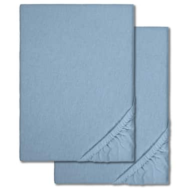 Spannbettlaken Winterflausch blau 90 x 190 - 100 x 200 cm Doppelpack
