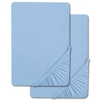 Castell Drap-housse Jersey bleu glacier 90 x 190 - 100 x 200 cm pack double