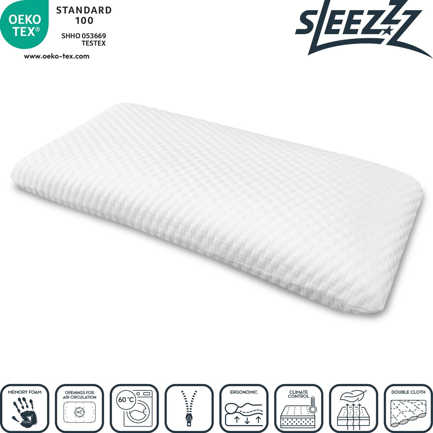 Features as icons – Set of 4 Sleezzz® Diamond Visco Neck Support Pillows Air