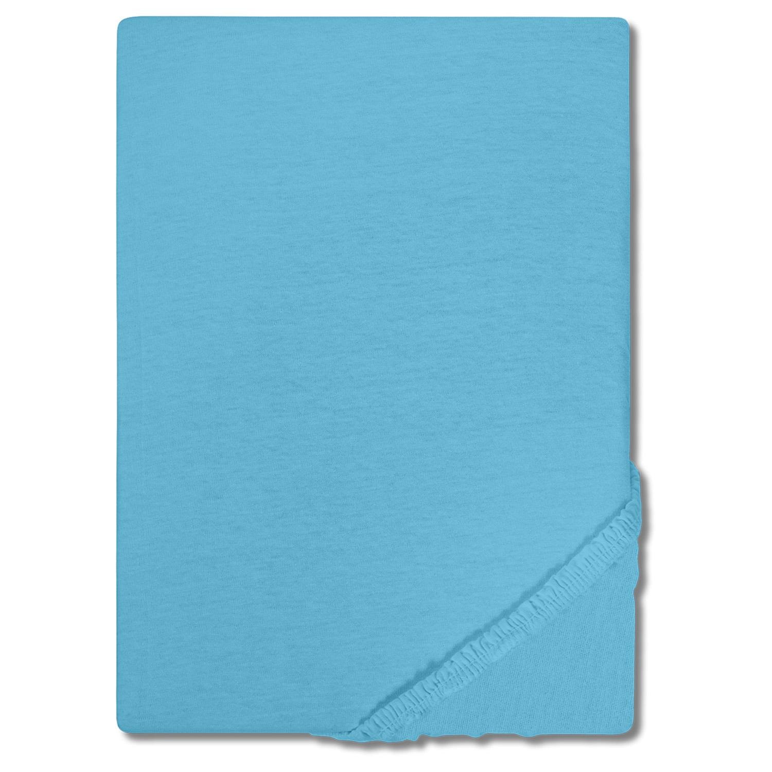 Set of 4 Setex Fine Beaver Fitted Sheets, Turquoise, 90 x 200 cm