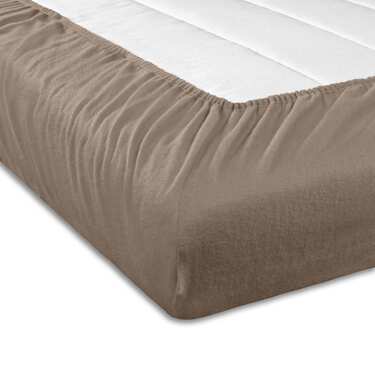 4-delt sæt CloudComfort Basic stræklagen i jersey-stretch, taupe, 120 x 200 cm (4 stk.)