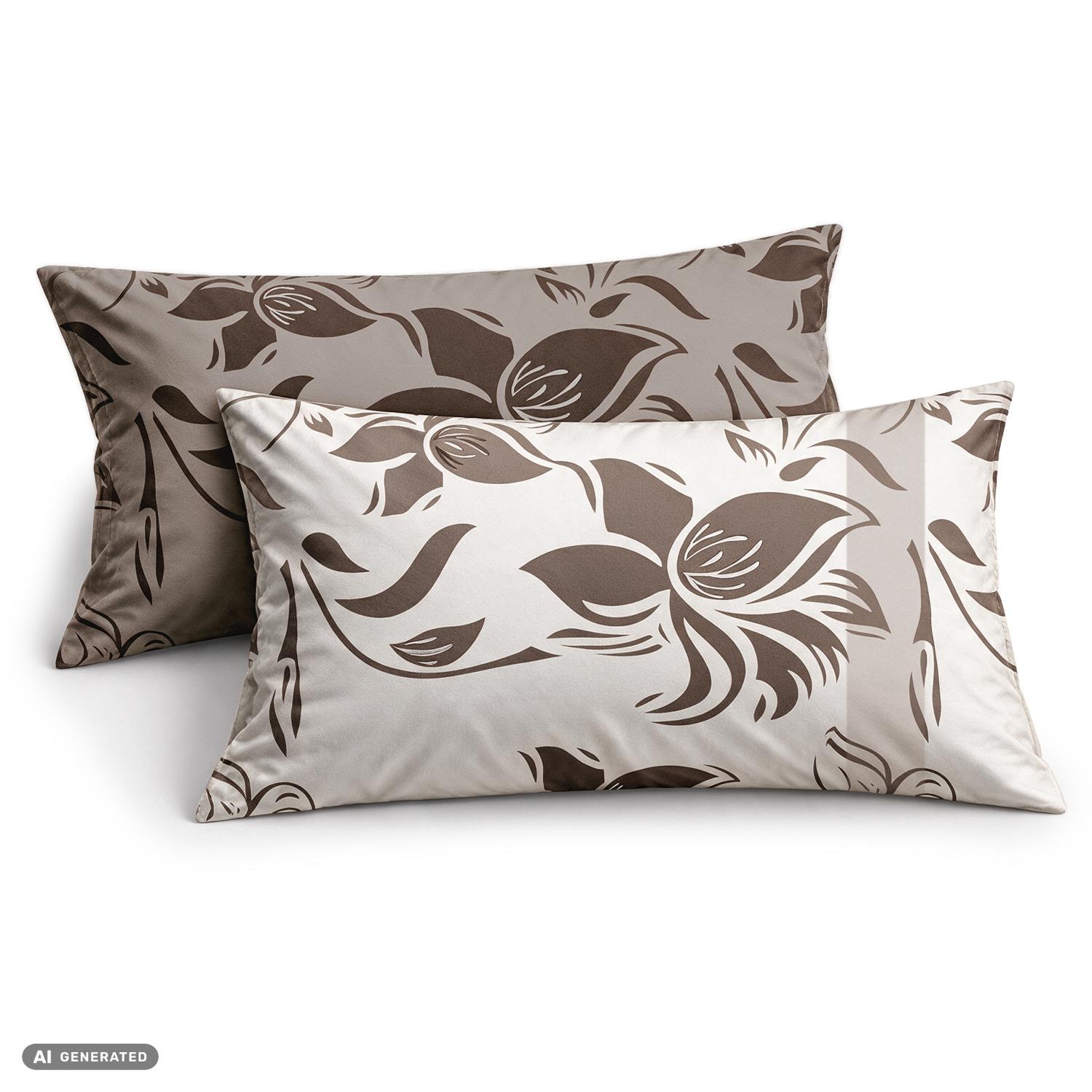 CloudComfort Basic Baumwoll Kissenbezug taupe/weiß 2er-Set 40 x 80 cm