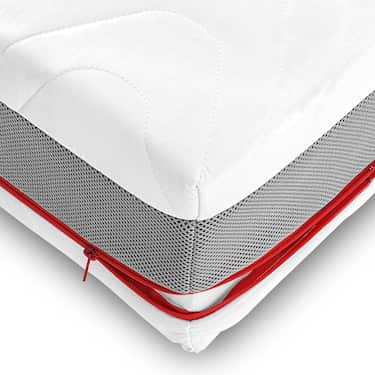 Ergonomic pocket spring mattress Sleezzz Premium 90 x 200 cm, height 23 cm, firmness level H2/H3 + mattress topper / mattress topper 90 x 200 cm