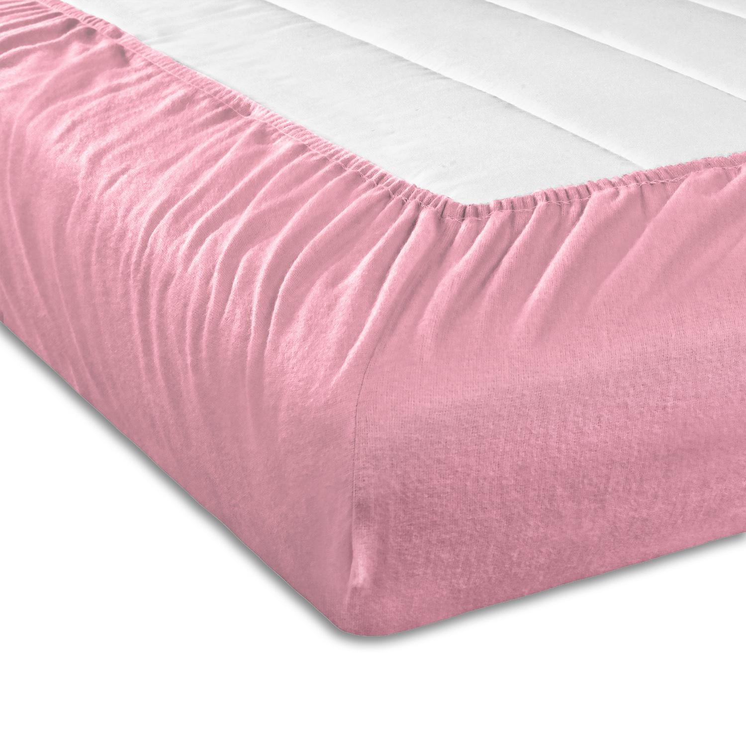 Set of 4 Setex Molton twill fitted sheets pink 90 x 200 cm