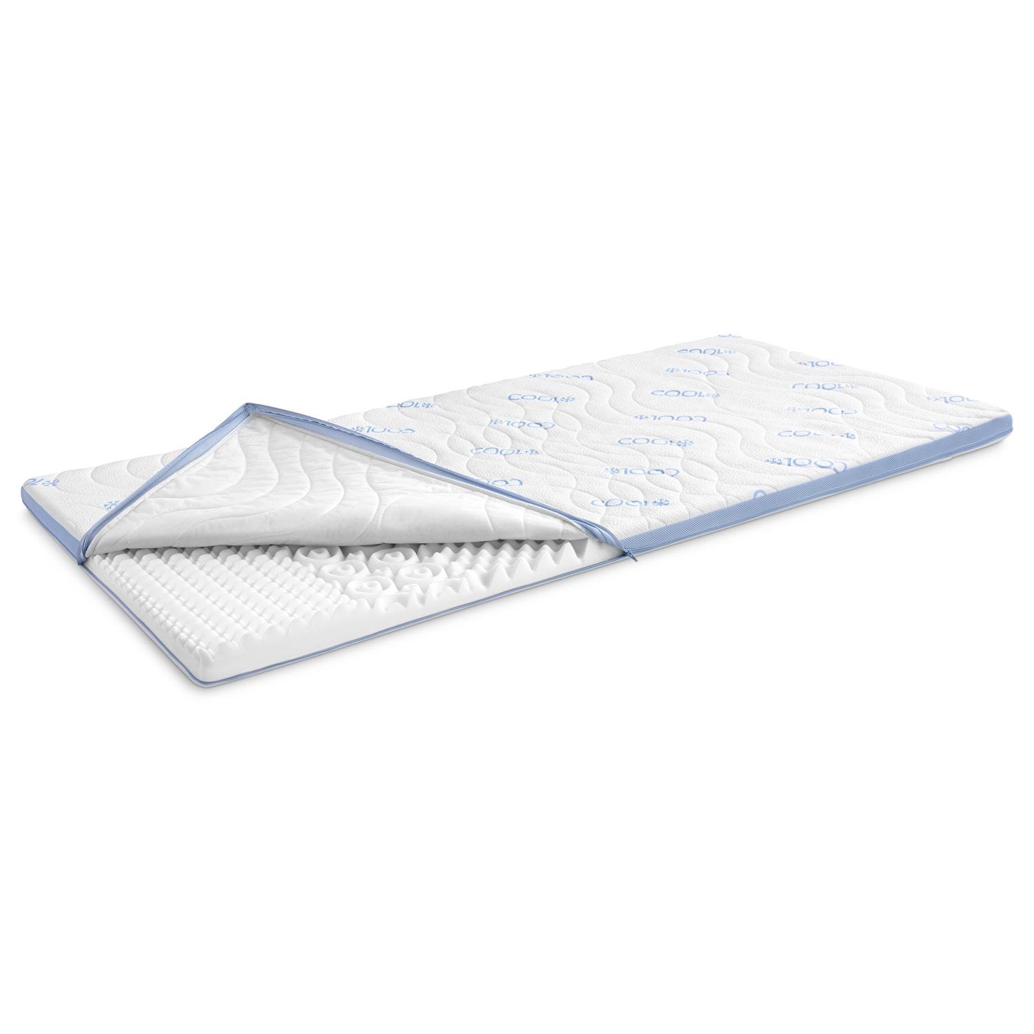 Aufbau und Schichten – CloudComfort Cool Topper 90 x 200 cm H2/H3 + CloudComfort Basic Gel-Flocken Kissen 40 x 80 cm
