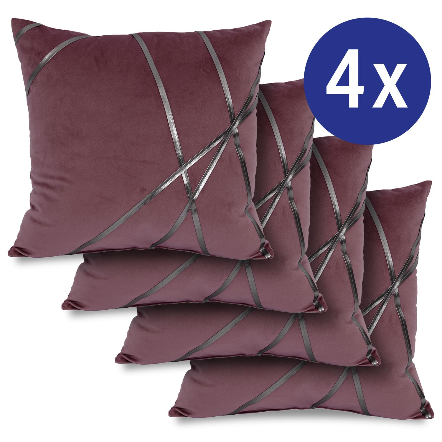 Set of 4 decorative cushions ruby red 45 x 45 cm