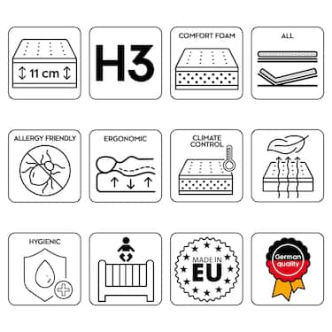 70 x 200 cm comfort foam mattress / topper Dream, height 11 cm, firmness level H3