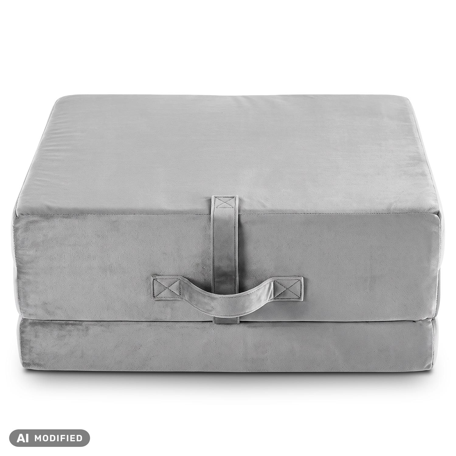 CloudComfort Premium Klappmatratze 70 x 195 cm silber, 10 cm hoch mit Möbelstoff bezogen