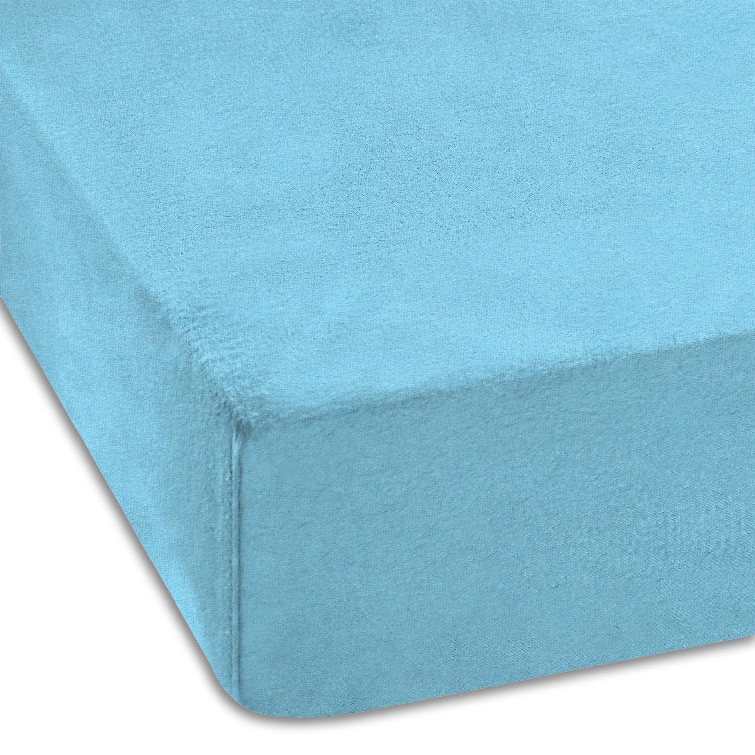 Set of 4 Setex Fine Beaver Fitted Sheets, Turquoise, 90 x 200 cm