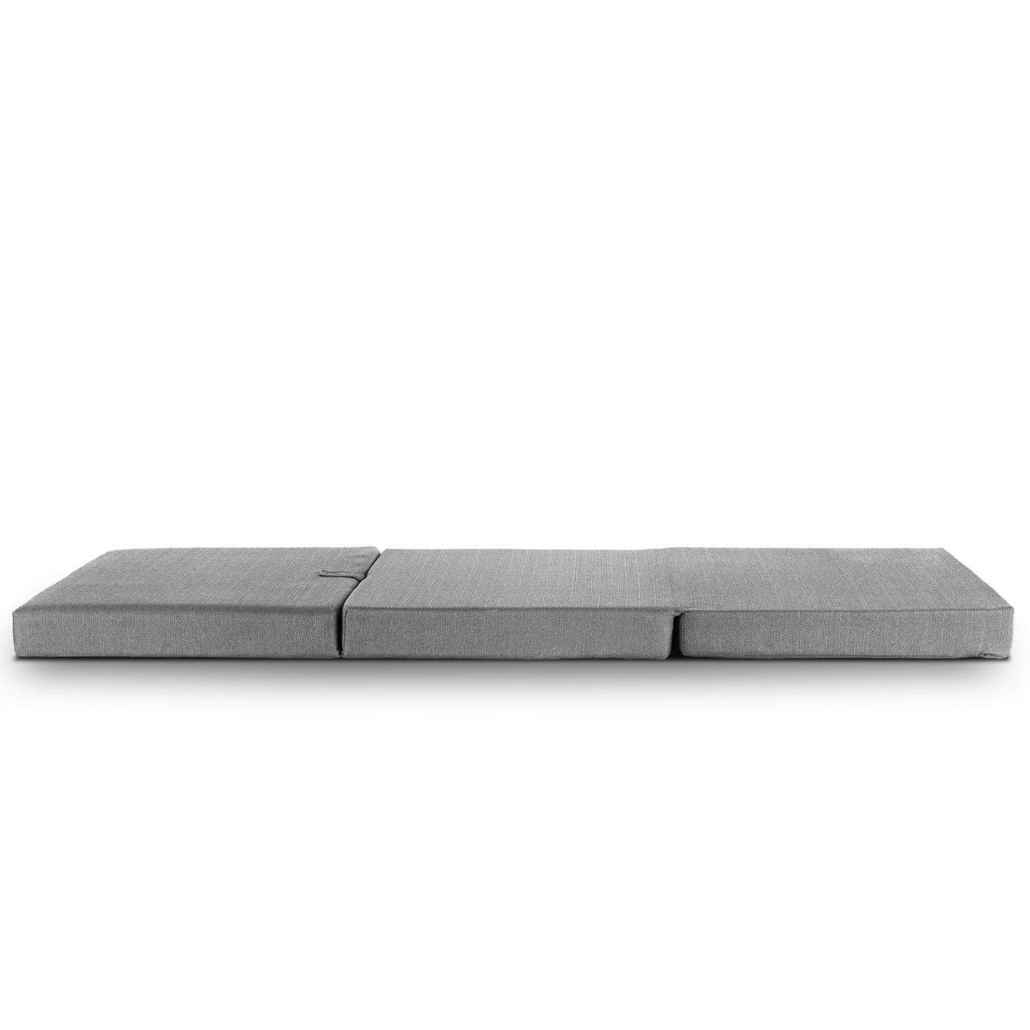 CloudComfort Premium opvouwmatras 70 x 195 cm, zilverkleurig, 10 cm dik, bekleed met meubelstof