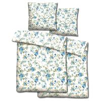 Doppelpack CloudComfort Basic Mikrofaser Bettwäsche blaue Blumen 135 x 200 + 80 x 80 cm