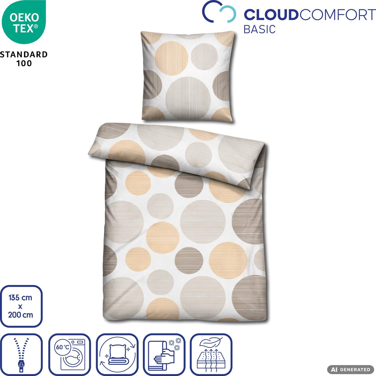 CloudComfort Renforcé Bettwäsche gelbe Kreise 135 x 200 + 80 x 80 cm