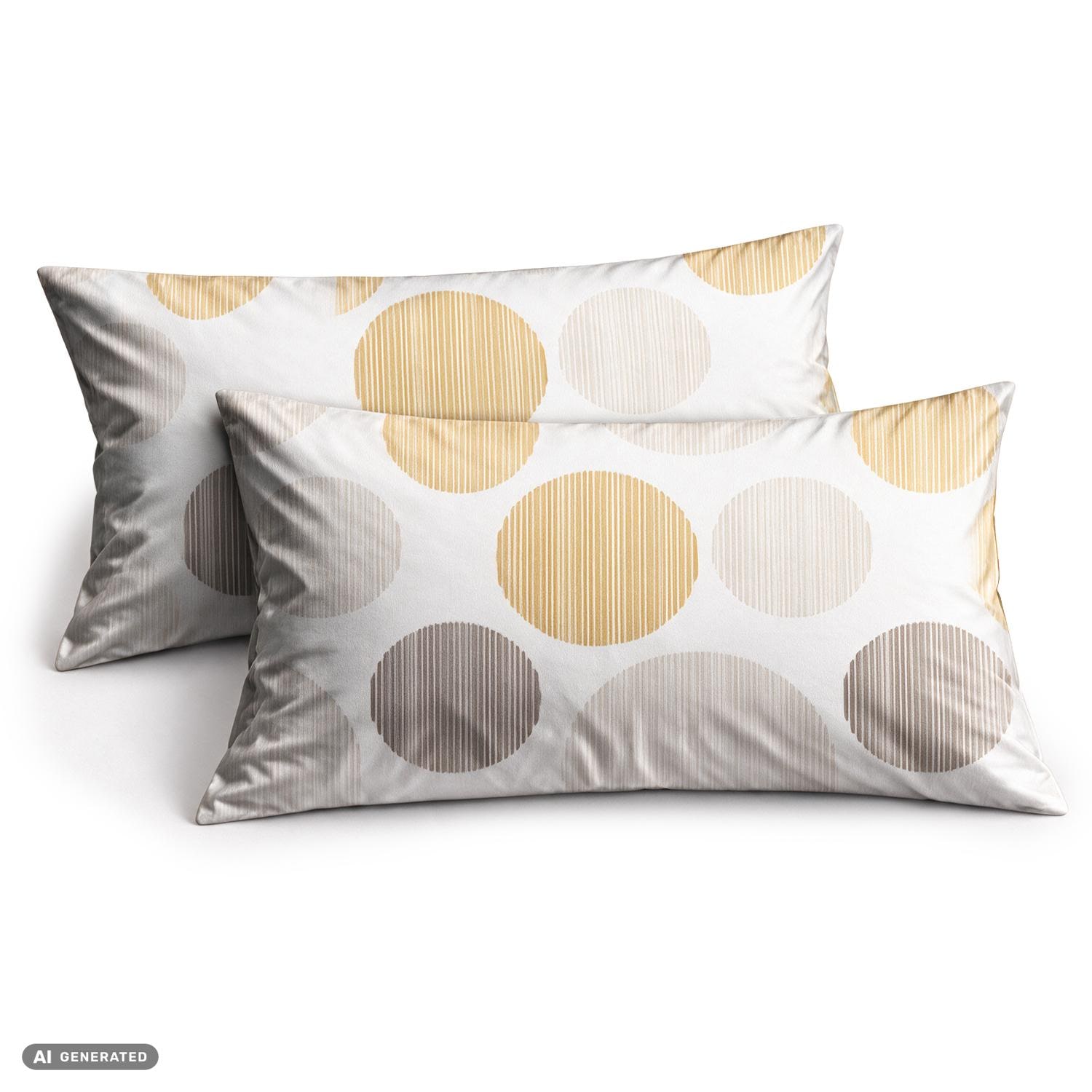 CloudComfort Basic Baumwoll Kissenbezug Kreise 2er-Set 40 x 80 cm