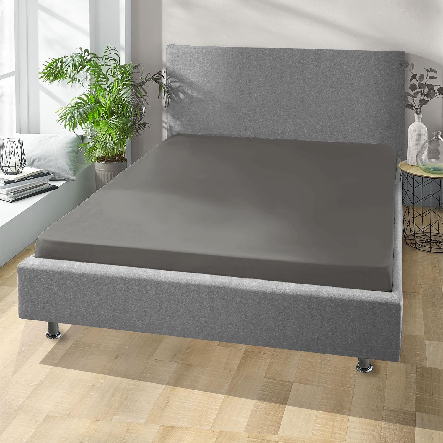 Castell Jersey Baumwoll Spannbettlaken dunkeltaupe 90 x 190 - 100 x 200 cm