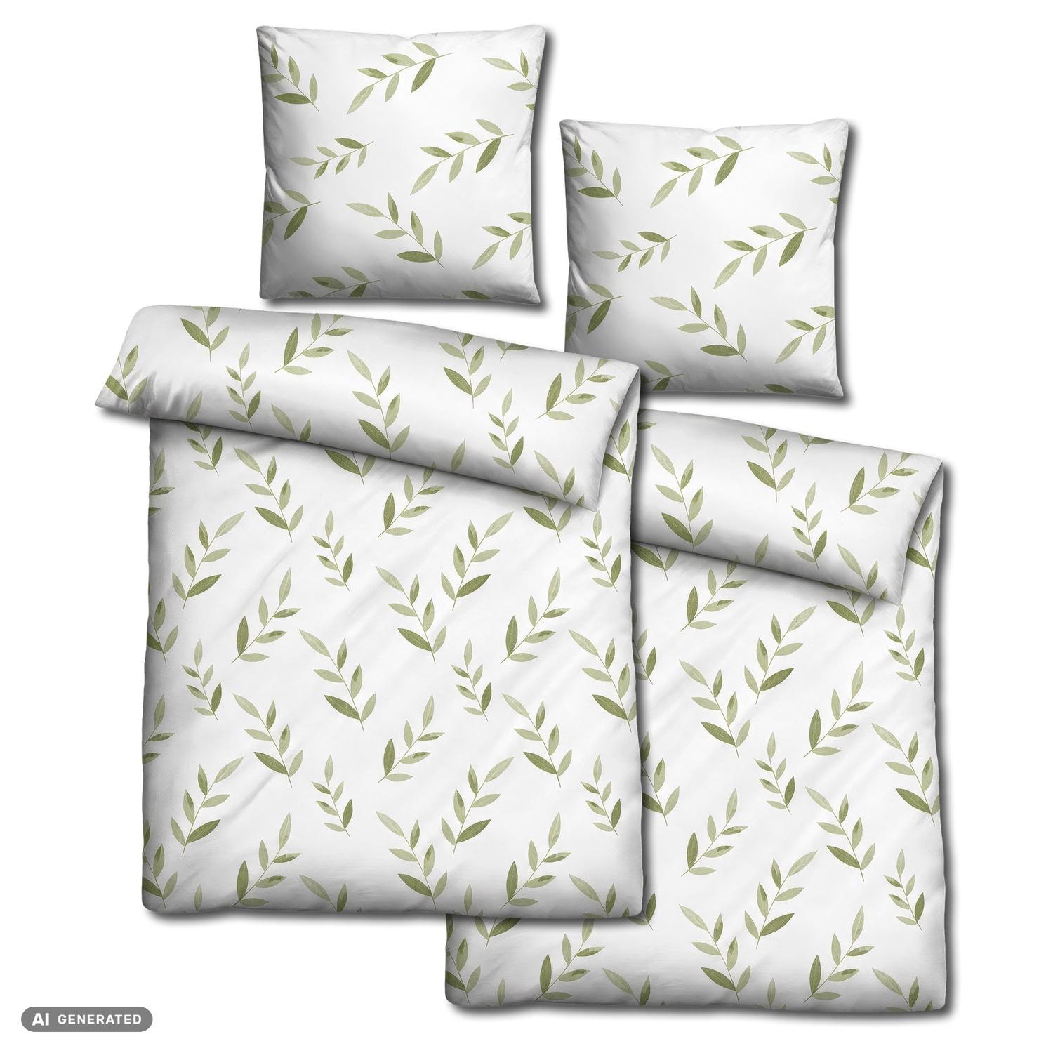 Set doppio di biancheria da letto CloudComfort Renforcé verde 135 x 200 + 80 x 80 cm