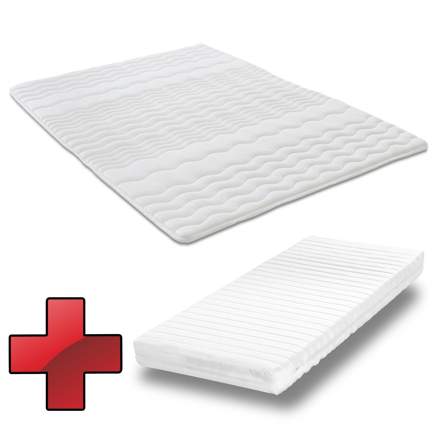 Cold foam mattress K16 90 x 200 cm + mattress topper / mattress topper 90 x 200 cm