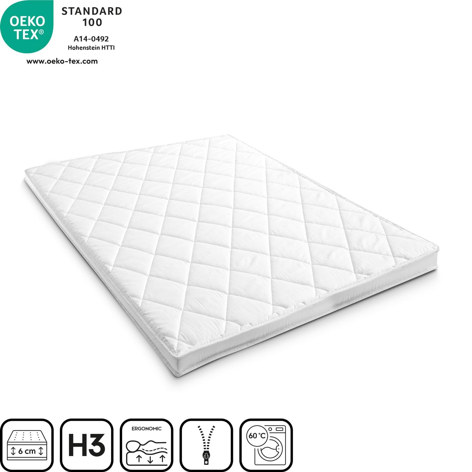 Comfort foam topper T6 140 x 200 cm, height 6 cm, firmness level H3