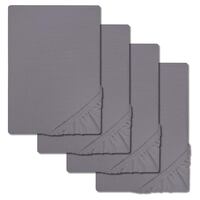 4 x Castell Jersey Cotton Fitted Sheets, Dark Taupe, 90 x 190 – 100 x 200 cm