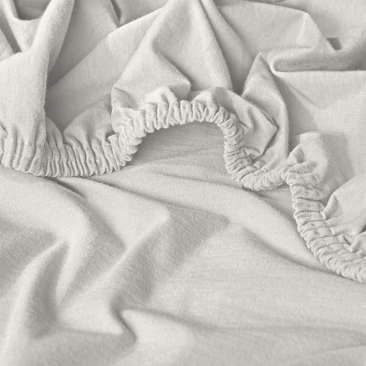 Set of 4 Castell Jersey Cotton Fitted Sheets, White, 90 x 190 - 100 x 200 cm