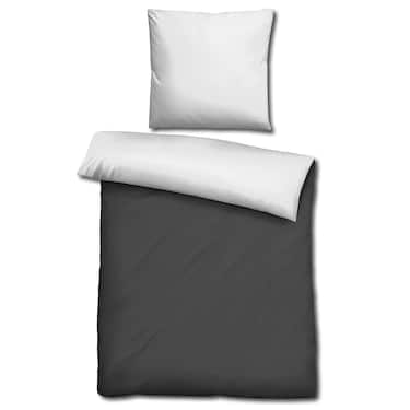 Doppelpack  Sleezzz® Renforcé Wendebettwäsche dunkelgrau/weiß 135 x 200 + 80 x 80 cm