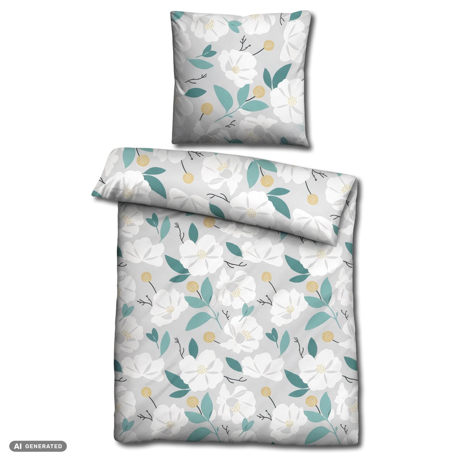 CloudComfort Renforcé Bedding, White Flowers, 135 x 200 + 80 x 80 cm