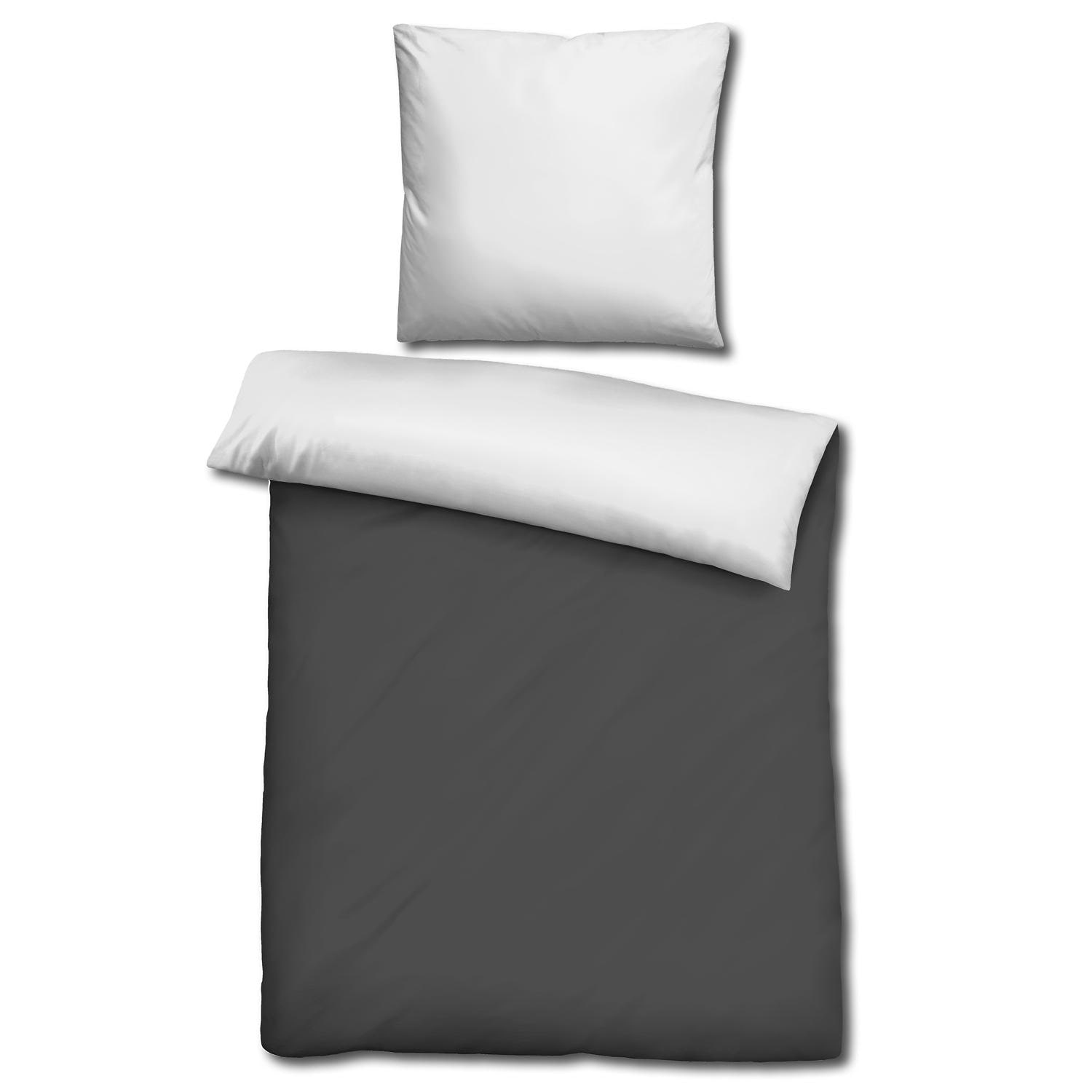 Confezione doppia di biancheria da letto reversibile CloudComfort Basic bianco/nero 135 x 200 + 80 x 80 cm