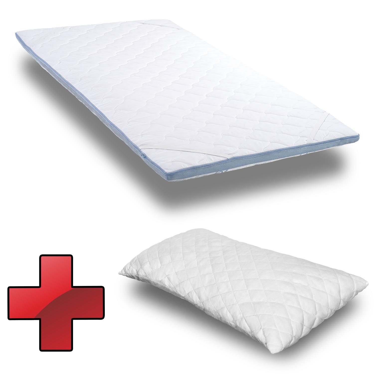 CloudComfort Cool topper 90 x 200 cm H2/H3 + CloudComfort Basic gel-flake pillow 40 x 80 cm