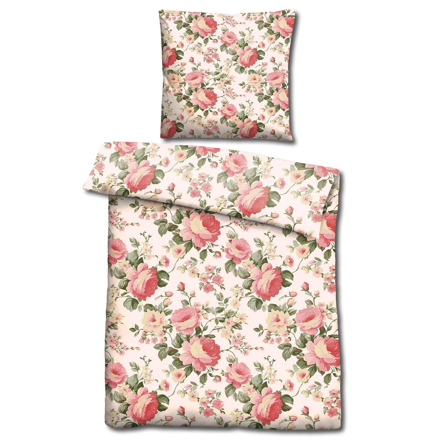 Double pack CloudComfort Basic microfiber bed linen Camelie 135 x 200 + 80 x 80 cm