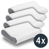 4 x Sleezzz Premium viskoelastisk nakkestøttepude, 50 x 32 x 11 cm, med hudvenligt betræk i dobbelt stof
