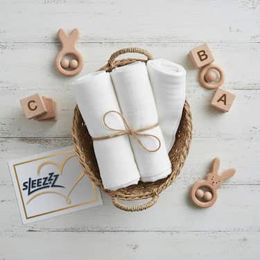 70 x 70 cm weiße Mullwindeln im 10er Pack aus 100% Baumwolle