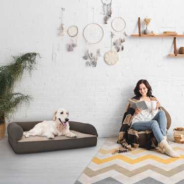 Cama ortopédica para cães com encosto 120 x 80 x 31 cm tamanho M