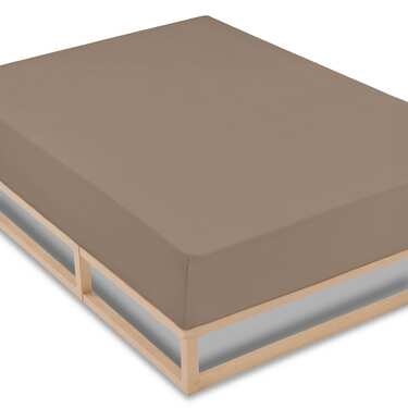 Set van 4 CloudComfort Basic hoeslakens van jersey-stretch, taupe, 180 x 190 - 200 x 200 cm (4 stuks)