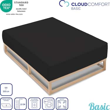 Dobbeltpakke CloudComfort Basic lagen jersey stretch sort 120 x 200 cm (2 stk.)