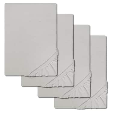 Castell Spannbettlaken Microfaser Interlock-Jersey dunkelgrau 90 x 190 - 100 x 200 cm im 4er-Pack
