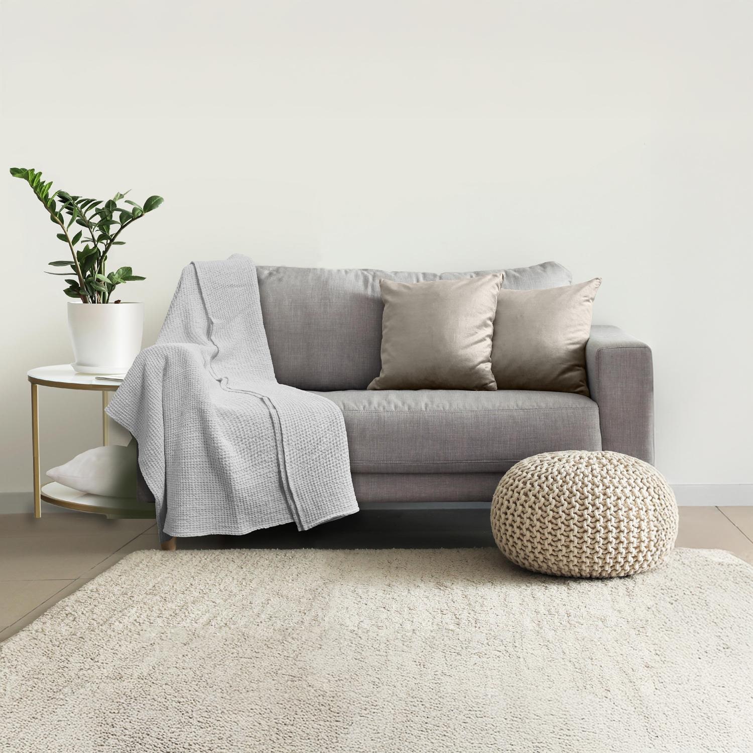 140 x 200 cm waffle piqué lightweight polycotton bedspread in the color light grey