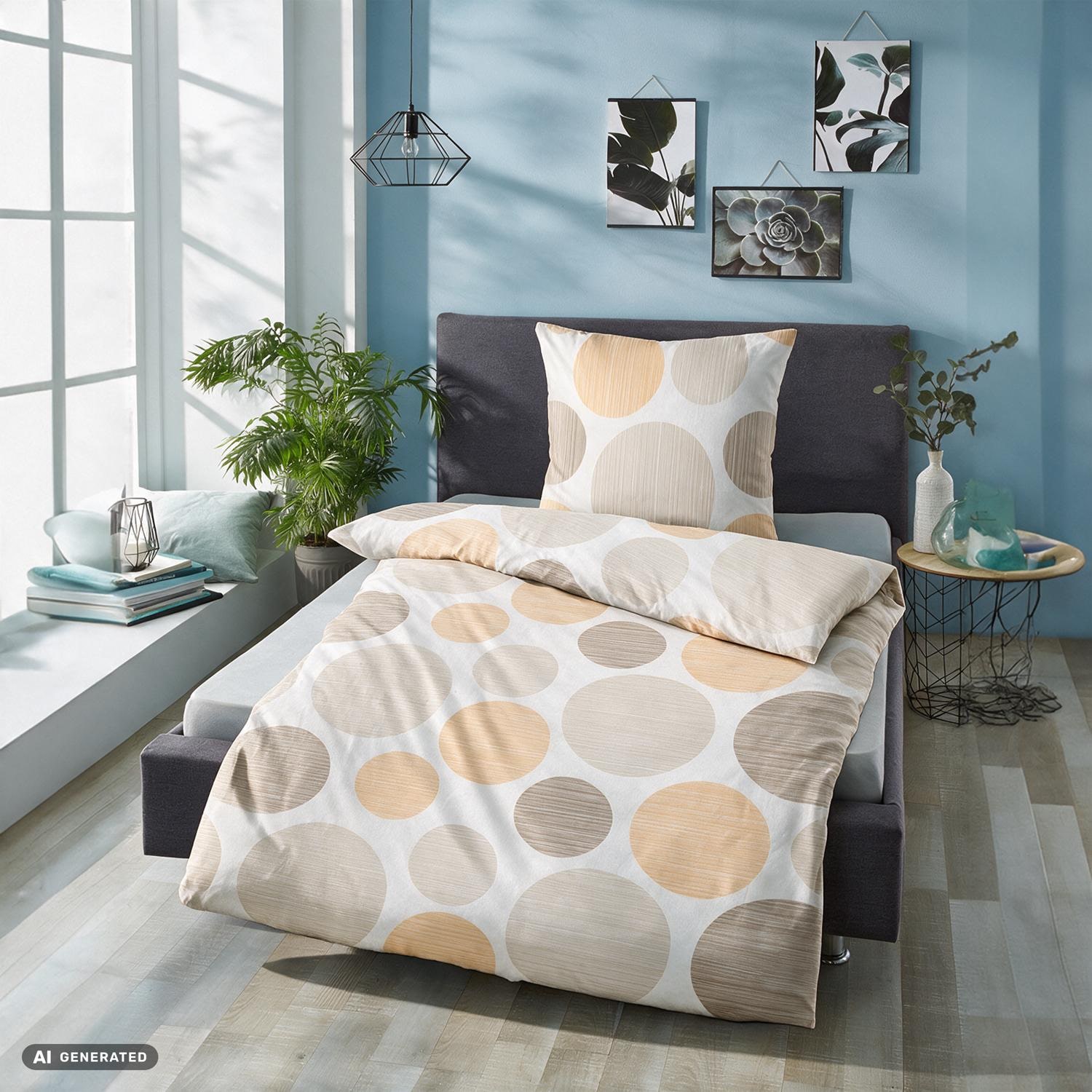 CloudComfort Renforcé Bettwäsche gelbe Kreise 135 x 200 + 80 x 80 cm