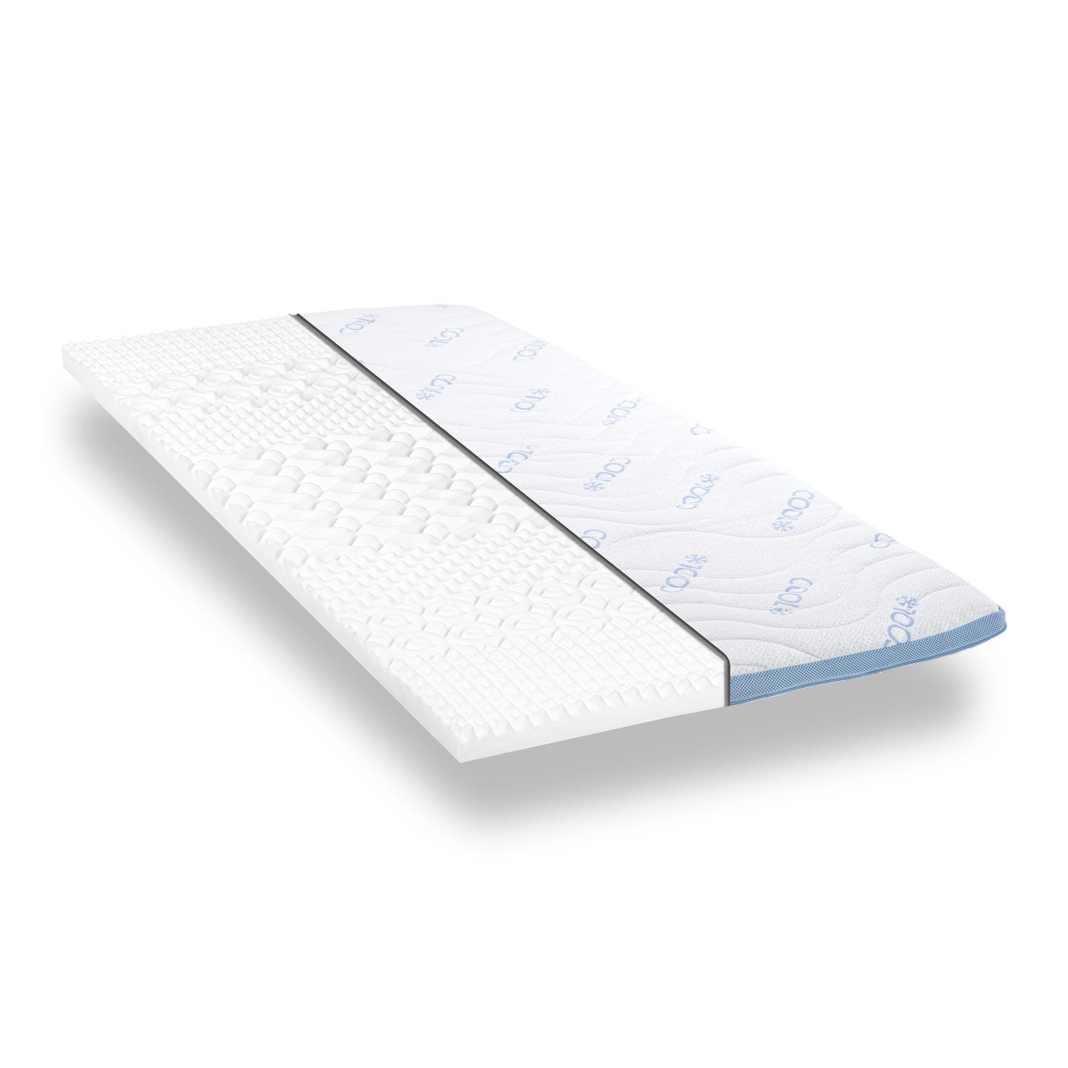 Cold foam topper CloudComfort Cool 140 x 200 cm H2/H3, height 7 cm, firmness level H2/H3, 7-zone topper with summer and winter side