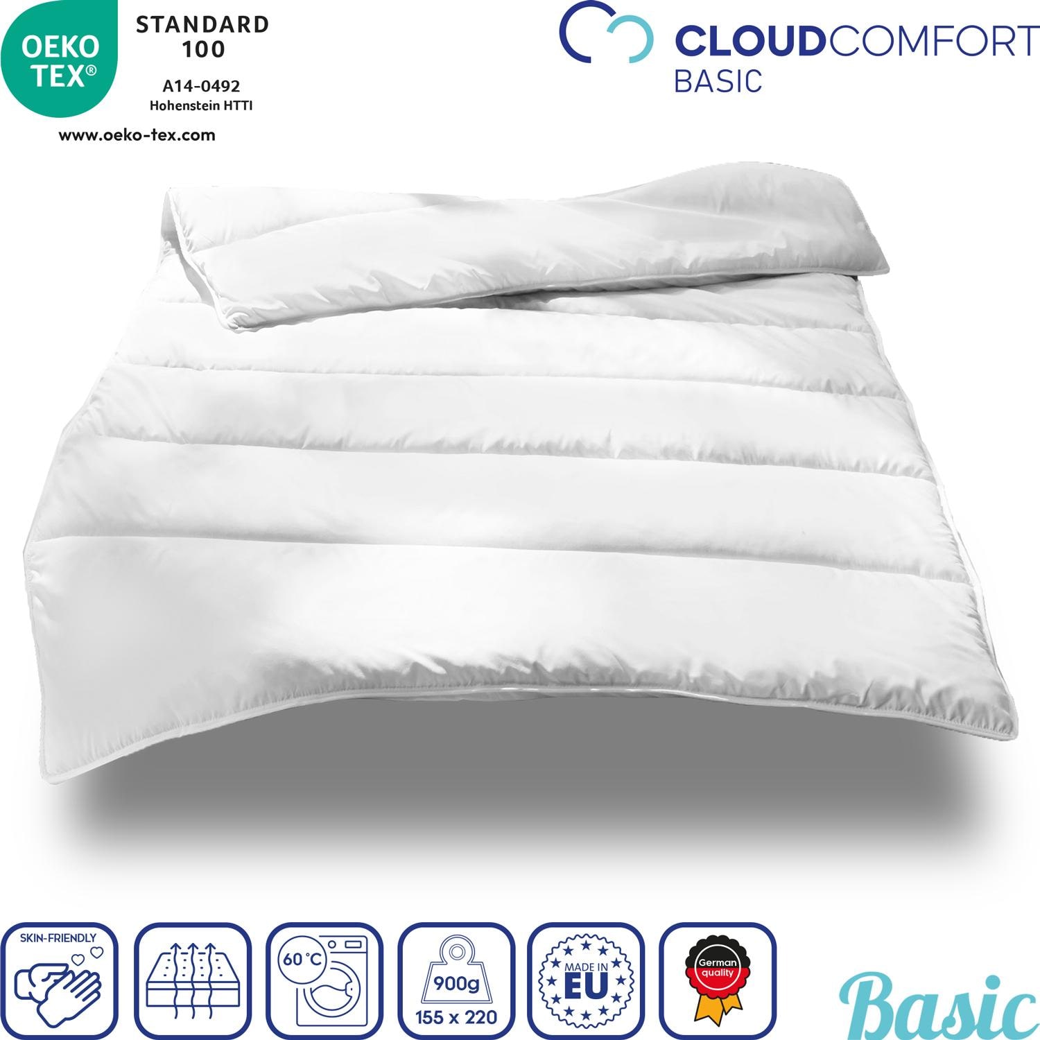 155 x 220 cm + 40 x 80 cm Mikrofaser Ganzjahres Bett-Set, extra leicht