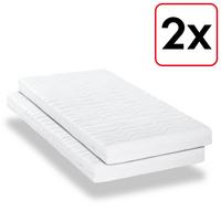 Dobbeltpakke premium 7-soners madrass 100x200 cm CloudComfort, høyde 15 cm, fasthetsnivå H2/H3, sett med tvillingsett